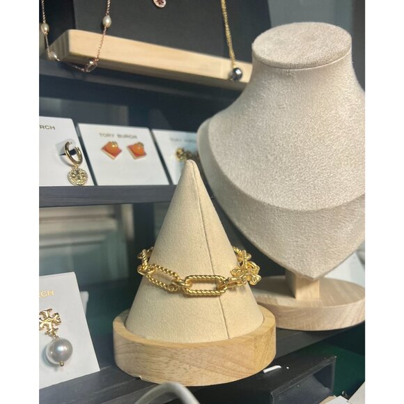 Tory Burch Roxanne Gold-Tone Chain Link Bracelet With Signature Logo Charm - Picture 5 of 5